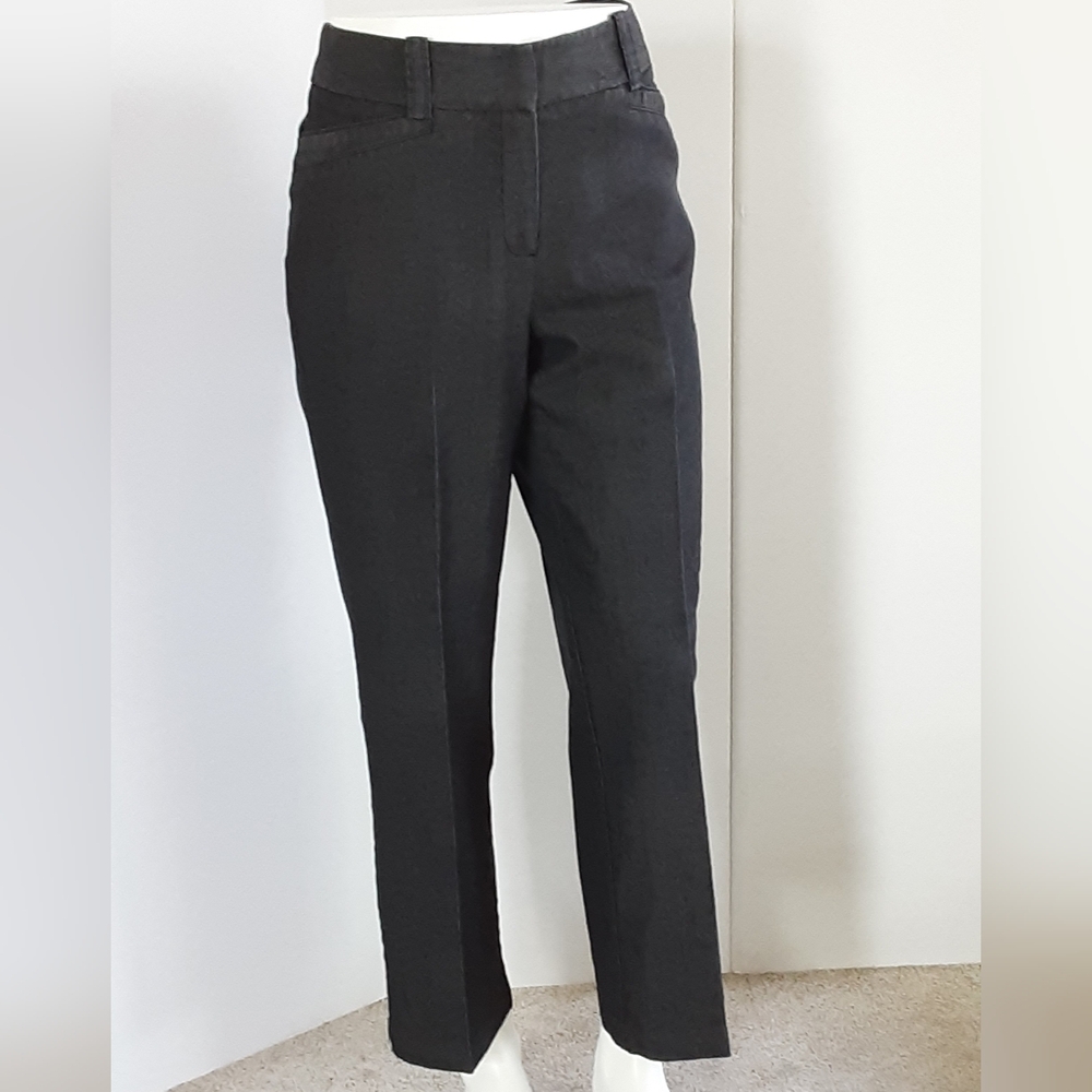 LARRY LEVINE Cotton Blend Wide Leg Dark Gray Denim Career Dress Pants Sz 8